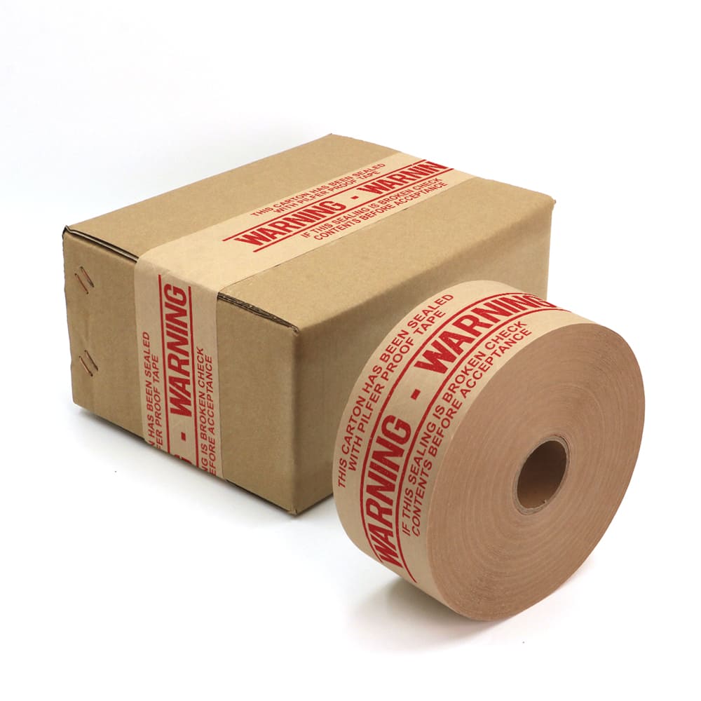 Warning Printed Brown Reinforced Gummed Tape 