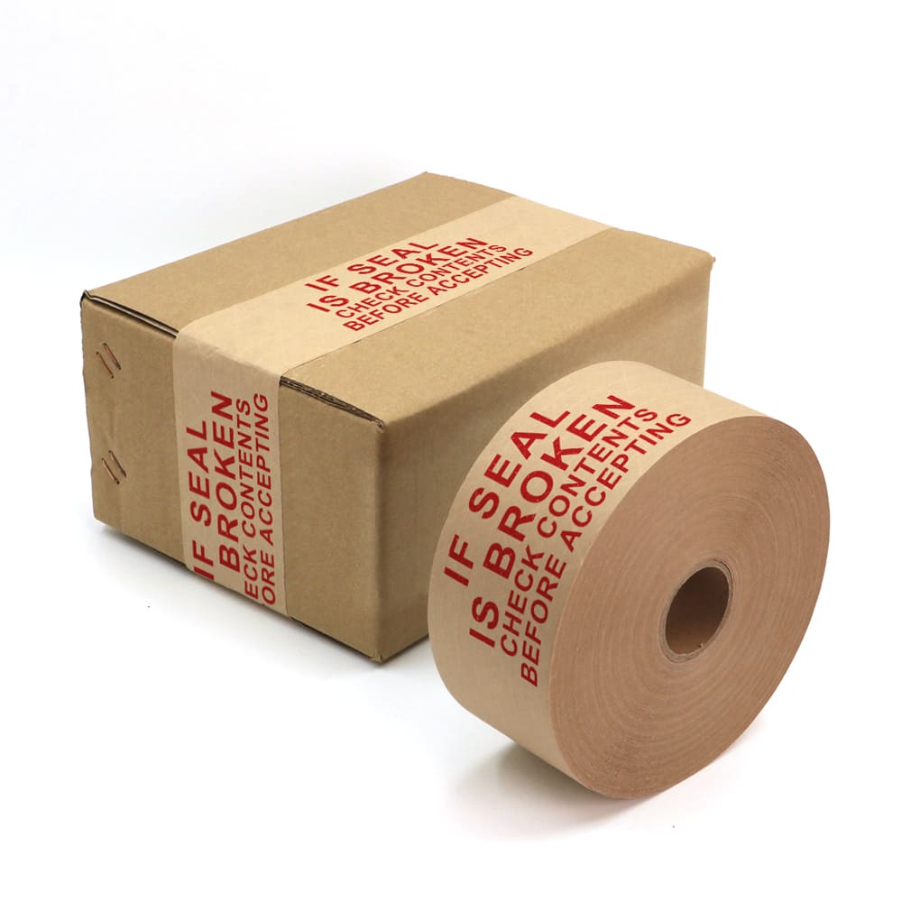 Warning Printed Brown Reinforced Gummed Tape 