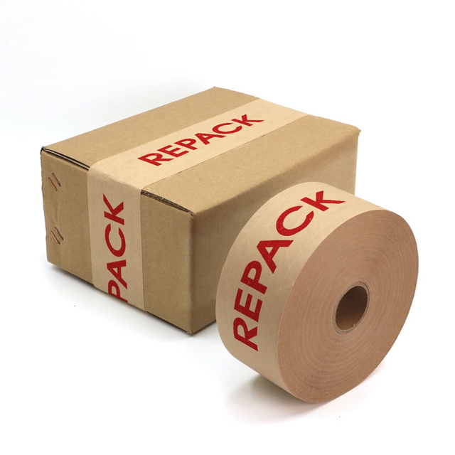 Pre Printed Repack Brown Reinforced Water Activated Tape 